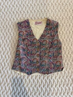 Vintage Multicolor Paisley Button-Front Tank Vest